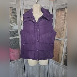 Kenneth Cole Reaction Deep Purple Down/Feather Quilted Puffer Vest, Sz LARGE